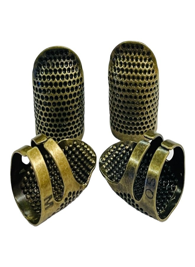 Moira Pack of 4 Adjustable Brass Finger Protector Thimble for Sewing Embroidery Needlework (Brass) - Image 1